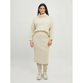 Mat Fine Knit Skirt in Beige