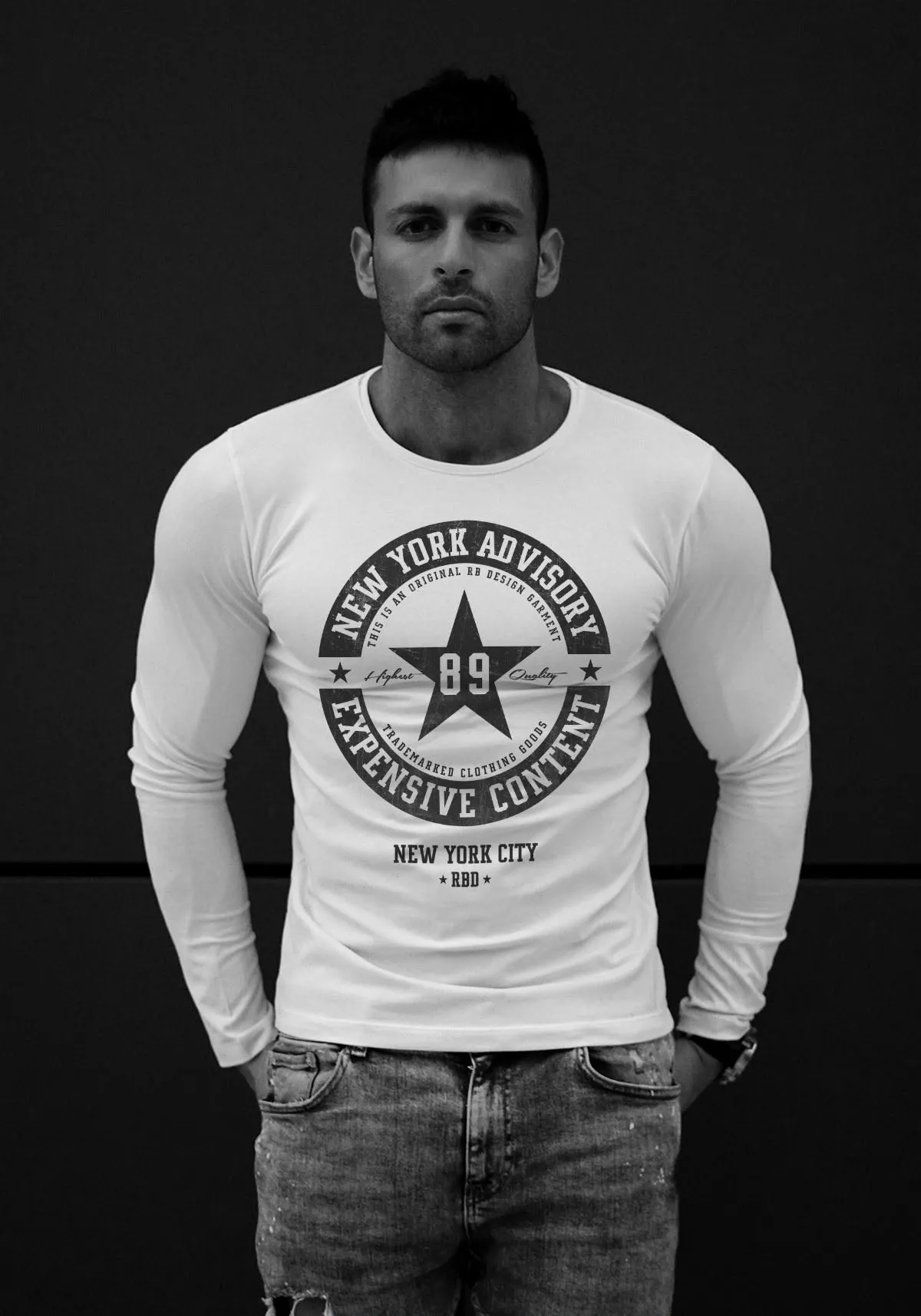 Mens Long Sleeve T-shirt"New York Advisory" MD891
