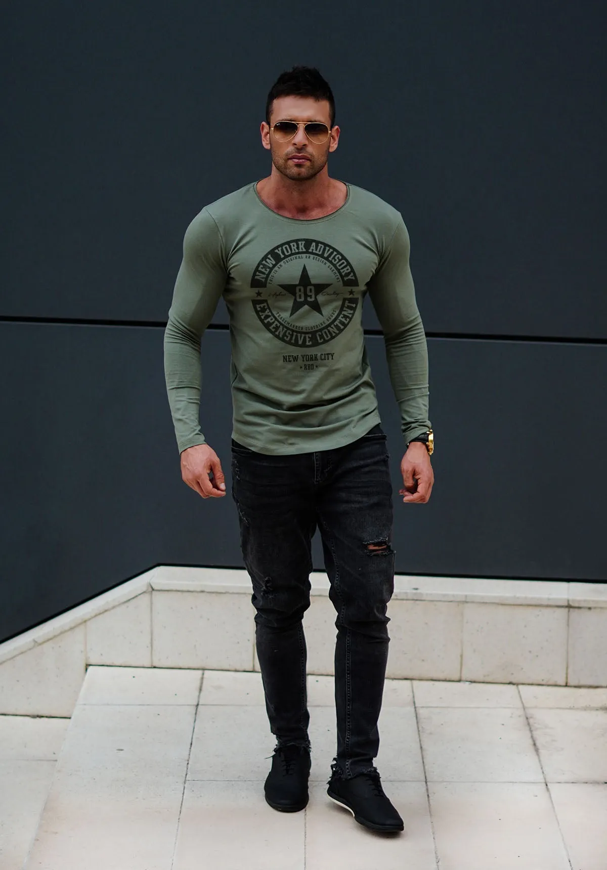 Mens Long Sleeve T-shirt"New York Advisory" MD891