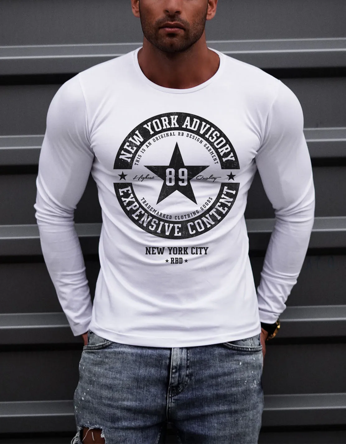 Mens Long Sleeve T-shirt"New York Advisory" MD891