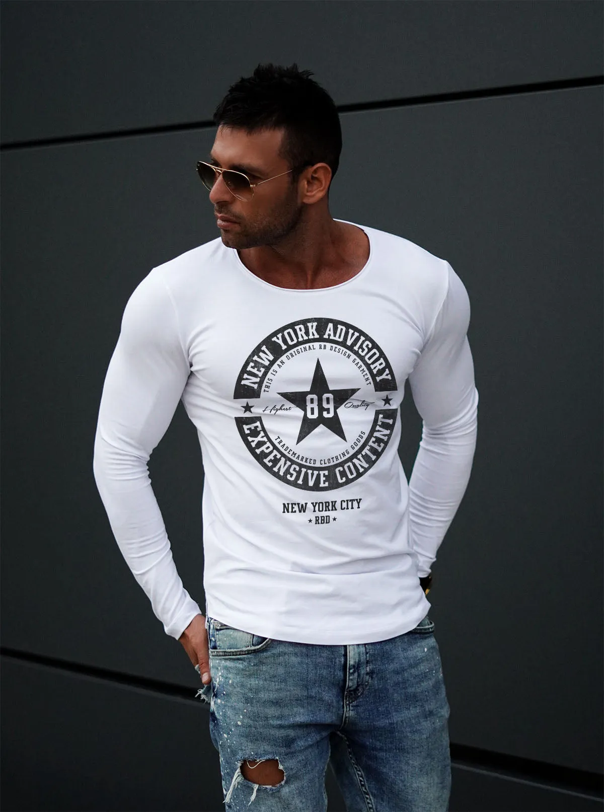 Mens Long Sleeve T-shirt"New York Advisory" MD891