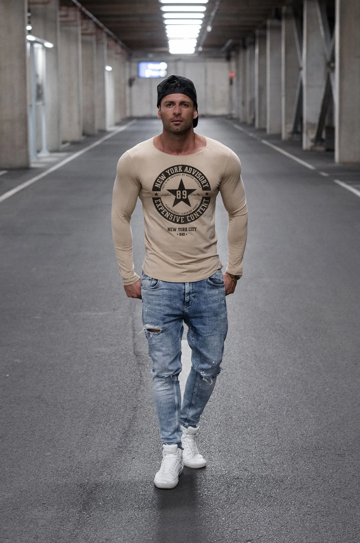 Mens Long Sleeve T-shirt"New York Advisory" MD891
