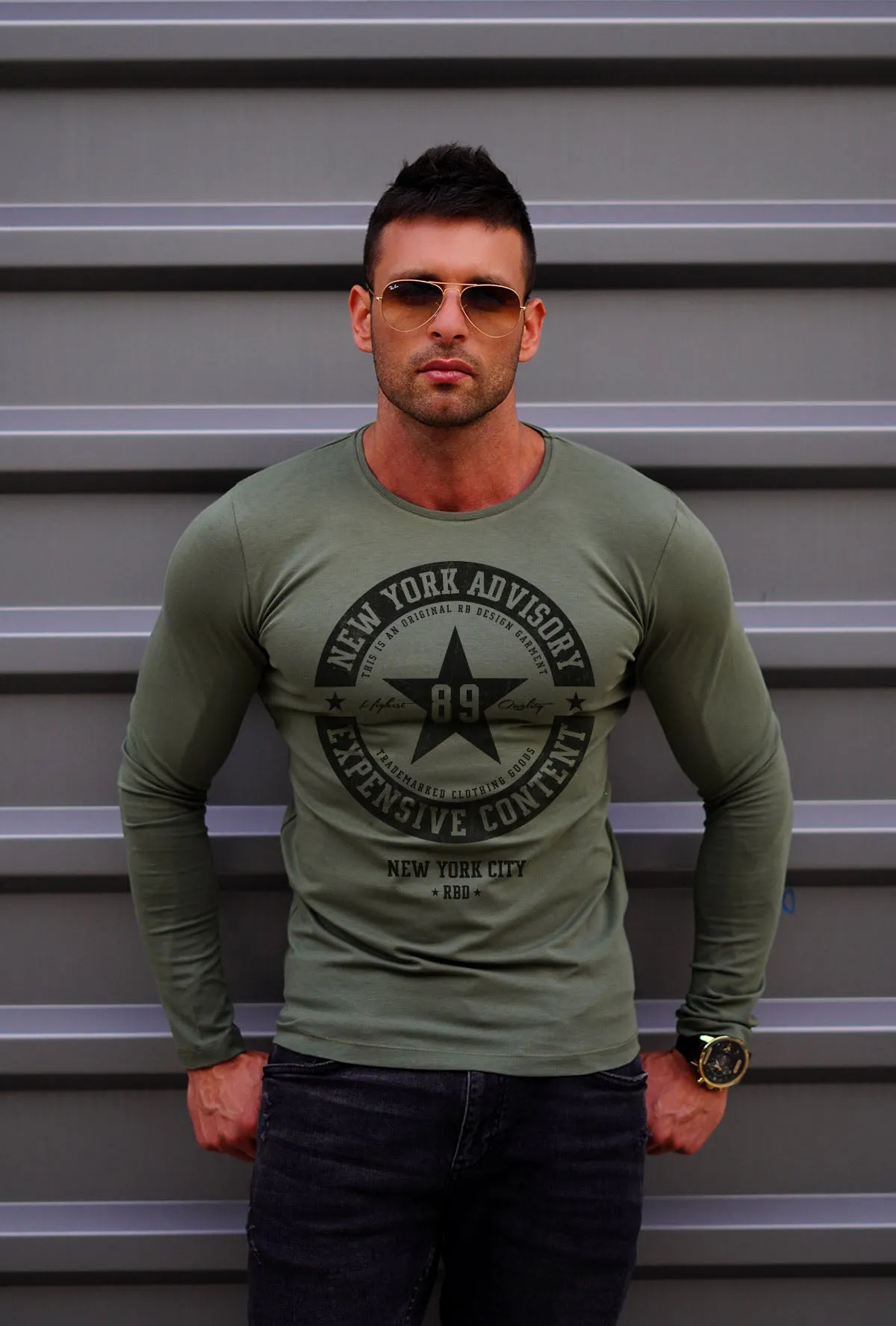 Mens Long Sleeve T-shirt"New York Advisory" MD891