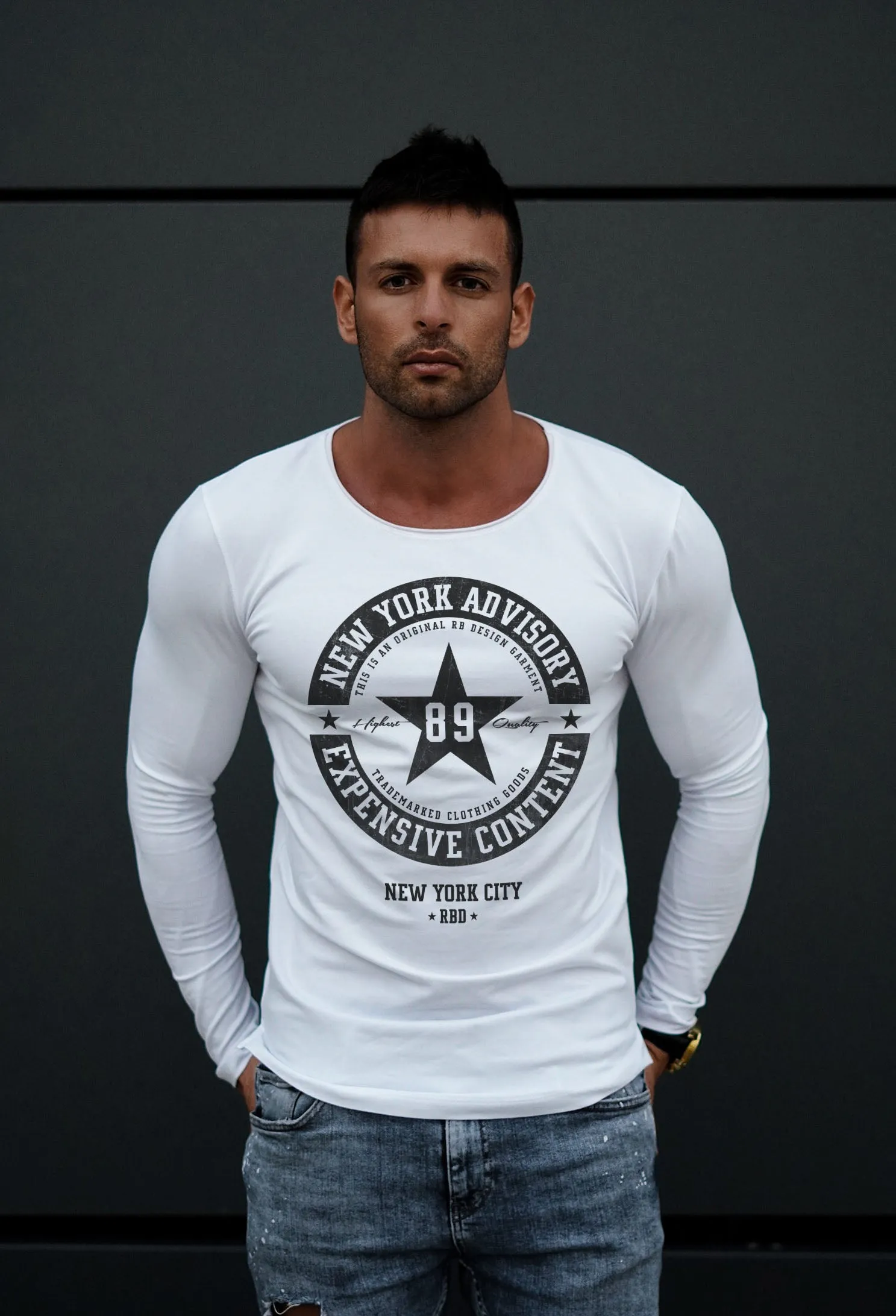 Mens Long Sleeve T-shirt"New York Advisory" MD891