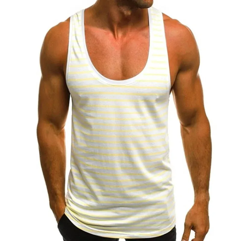Men's Striped Sleeveless O Neck Tank Tops