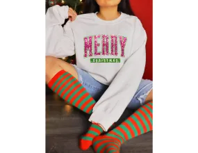 MERRY XMAS PINK/GREEN SWEATER