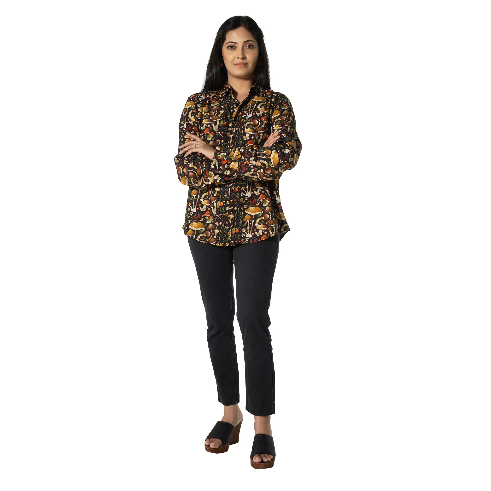 Mushroom Long Sleeve Button-Up Shirt