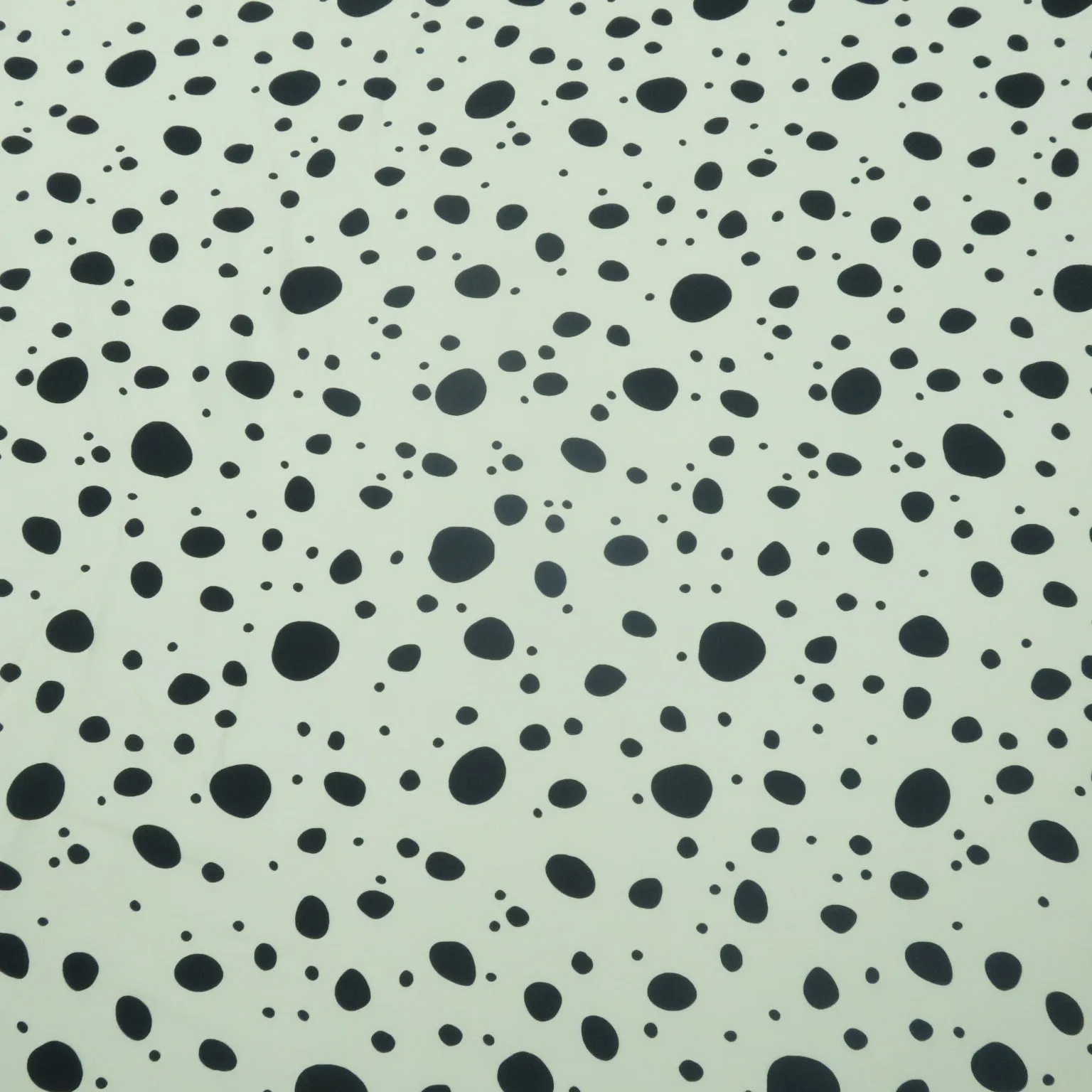 Navy Dots on White Background Printed Crepe Fabric
