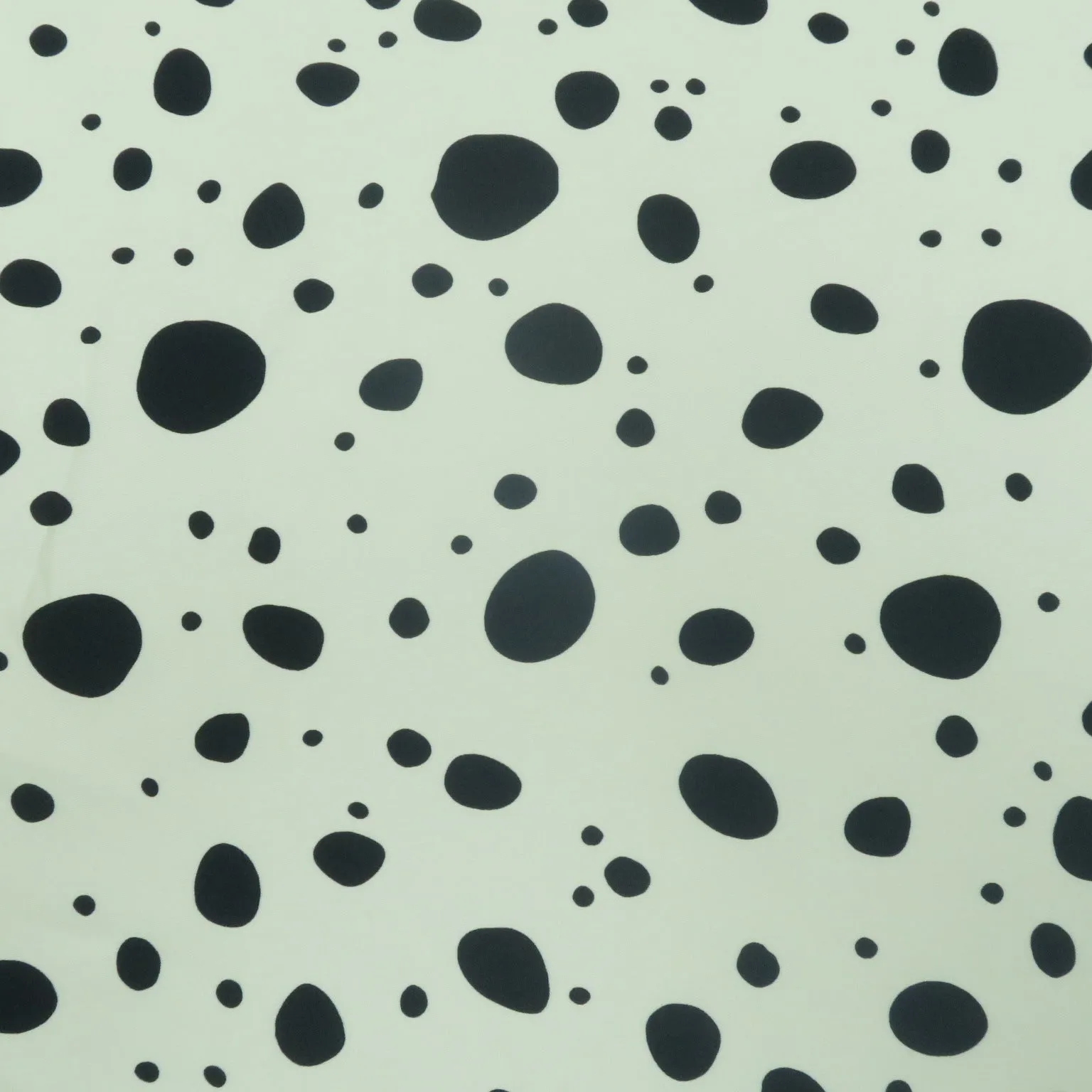 Navy Dots on White Background Printed Crepe Fabric