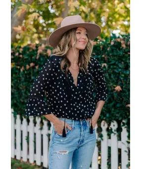 Night Flower Embroidered Peasant Top