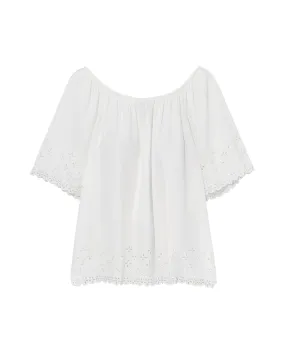 Noralee Off-the-Shoulder Top with Detailed Hem | White