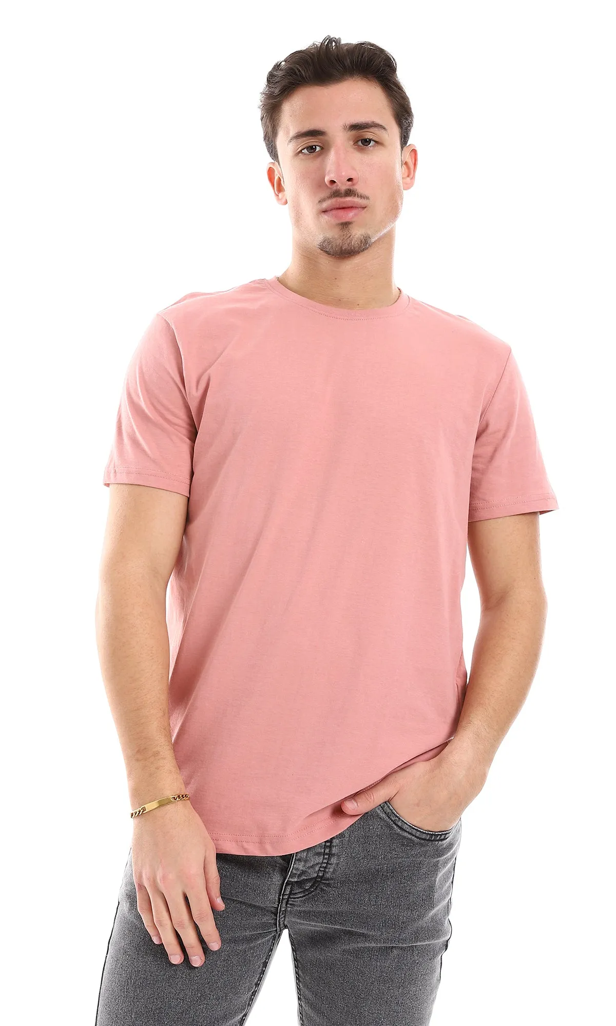O165976 Round Neck Plain Practical Simon Tee
