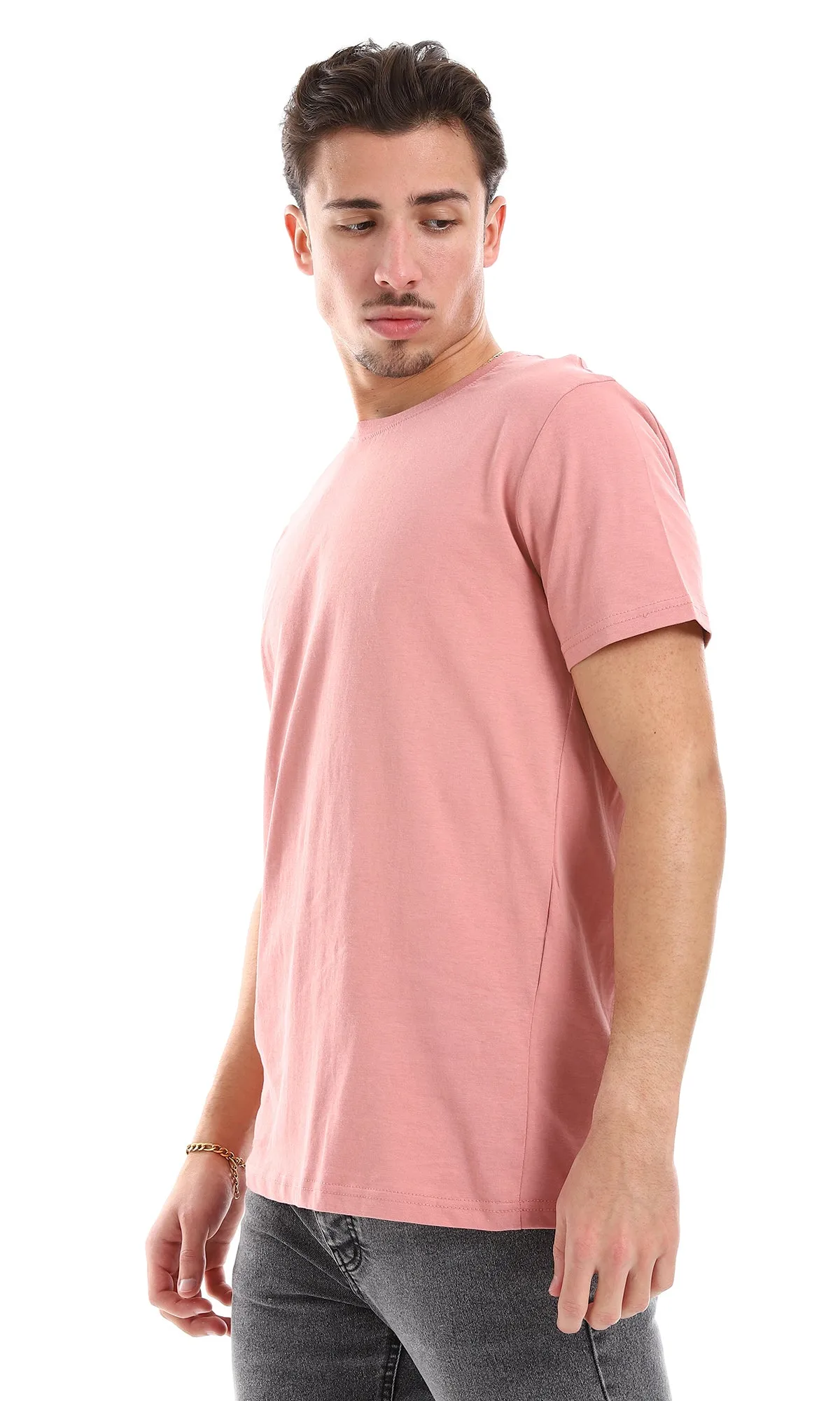 O165976 Round Neck Plain Practical Simon Tee