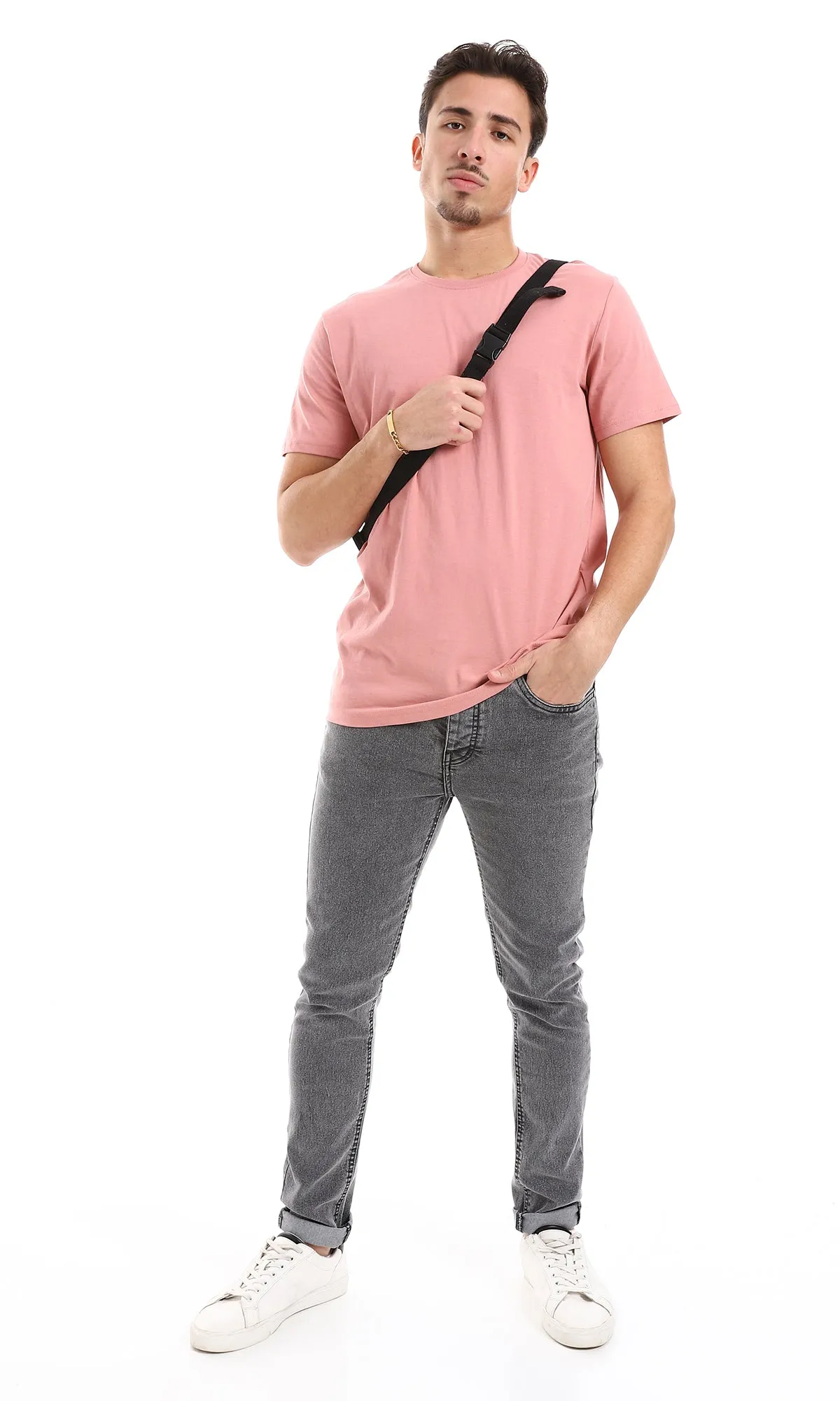 O165976 Round Neck Plain Practical Simon Tee