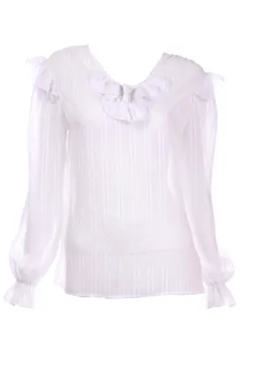 Oscar de la Renta Sport Vintage White Ruffled Peasant Blouse