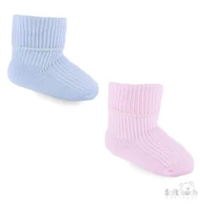 Pink/Blue 0-3m Plain TOT Socks S04-PB-03