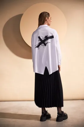 Placement Print Wrap Shirt in White/Black