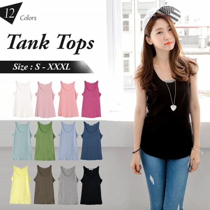 PLAIN BAMBOO NODE COTTON TANK TOPS