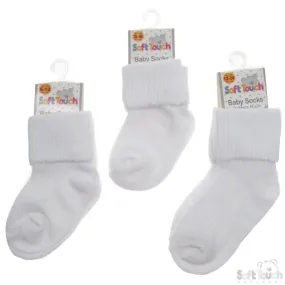 PLAIN WHITE TOT COTTON SOCKS: S57-W-324
