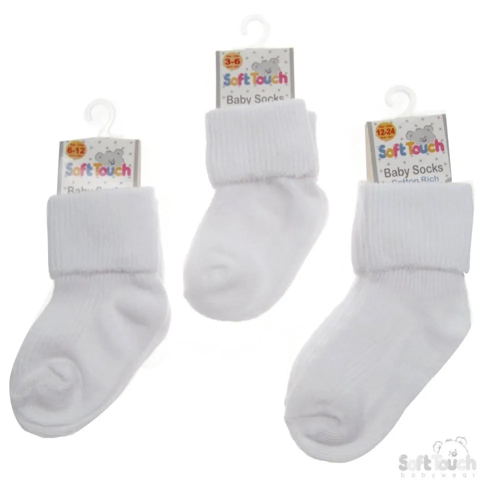 PLAIN WHITE TOT COTTON SOCKS: S57-W-324