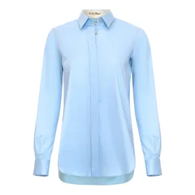 Relaxed Button Down Blouse - Blue