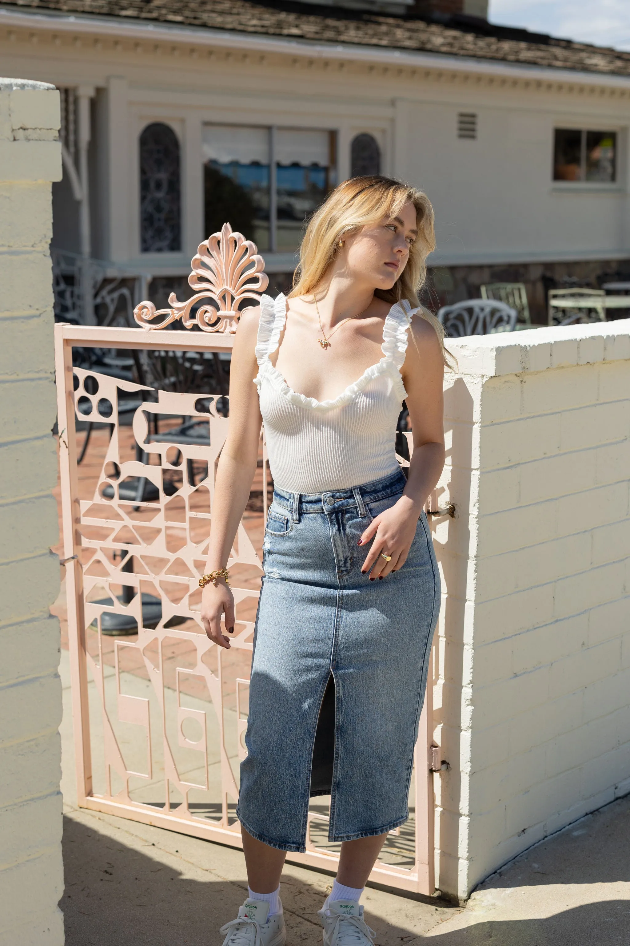 Ruffled Sleeveless Bodysuit