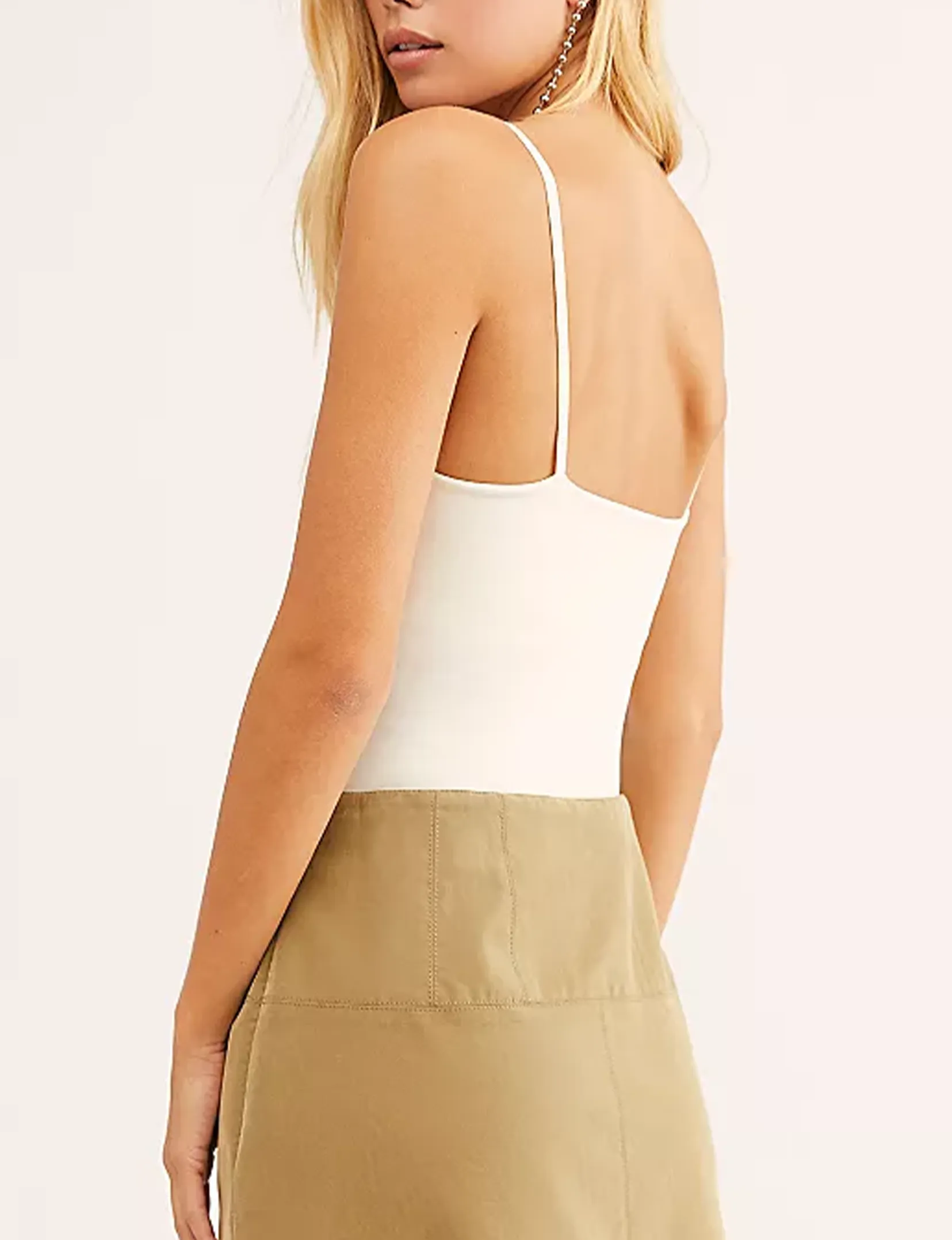 Seamless V-Neck Cami, White