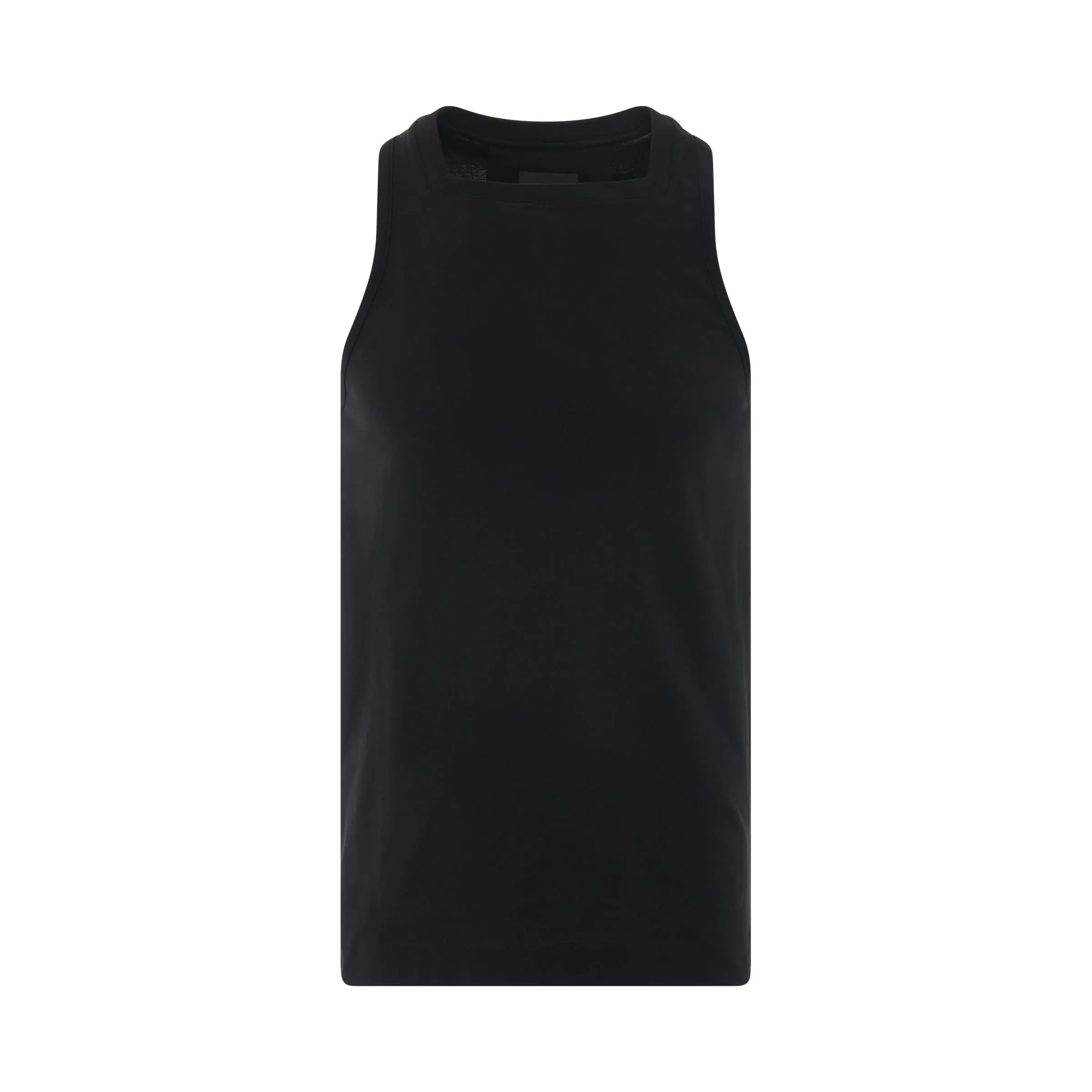 Slim Fit Tank Top with Square Collar in Black
