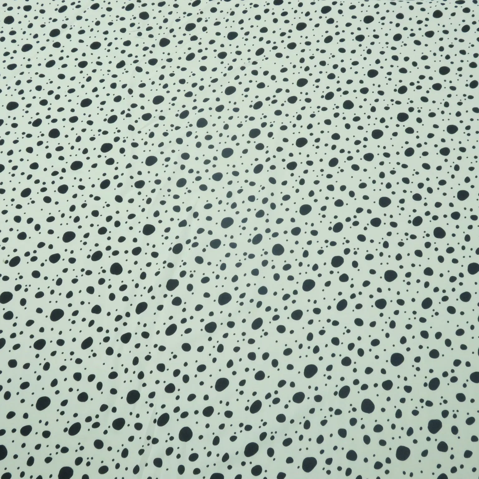 Small Navy Dots on White Background Printed Crepe Fabric