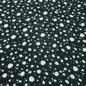 Small White Dots on Black Background Printed Crepe Fabric