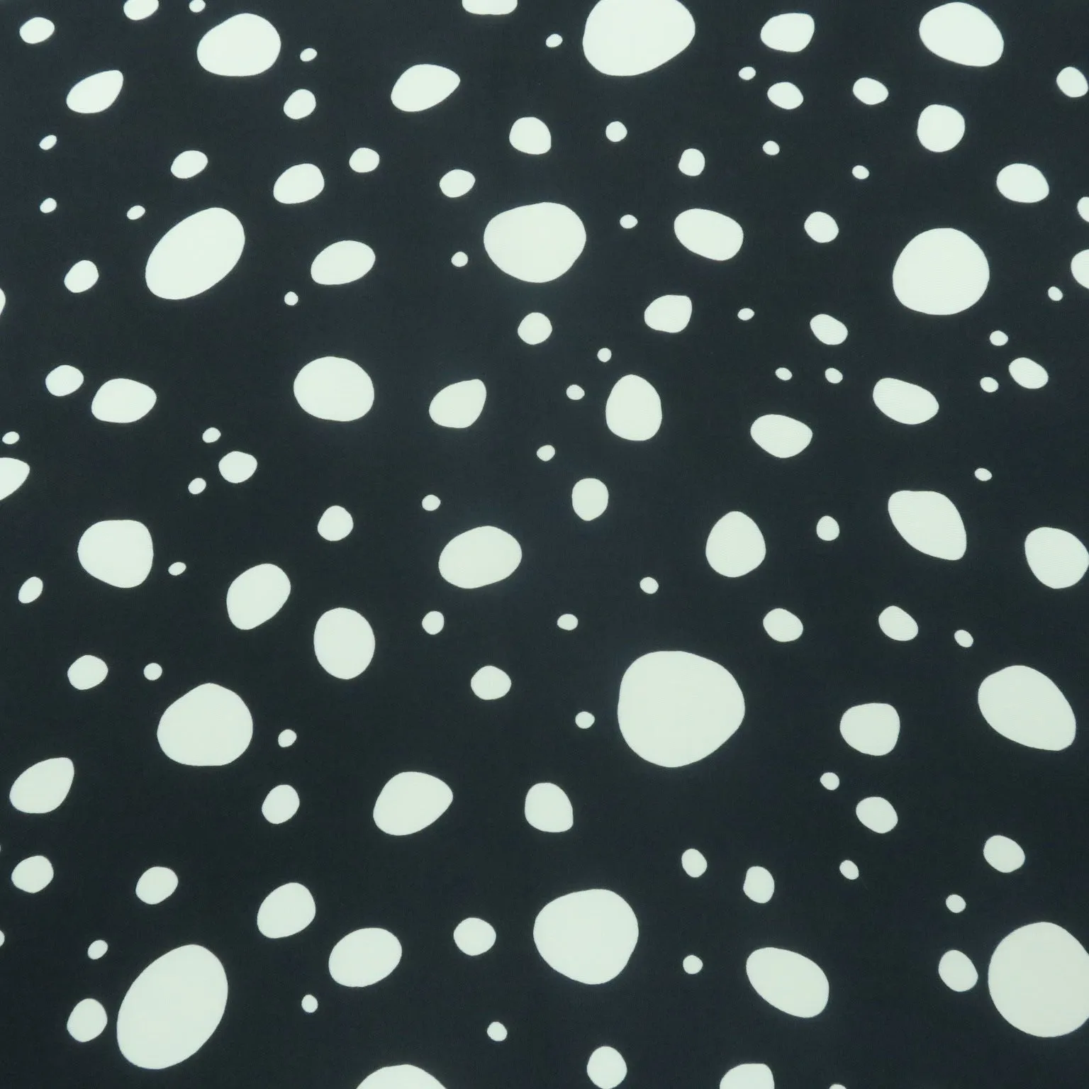 Small White Dots on Black Background Printed Crepe Fabric