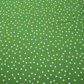 Small White Polka Dots on Moss Green Background Printed Crepe Fabric
