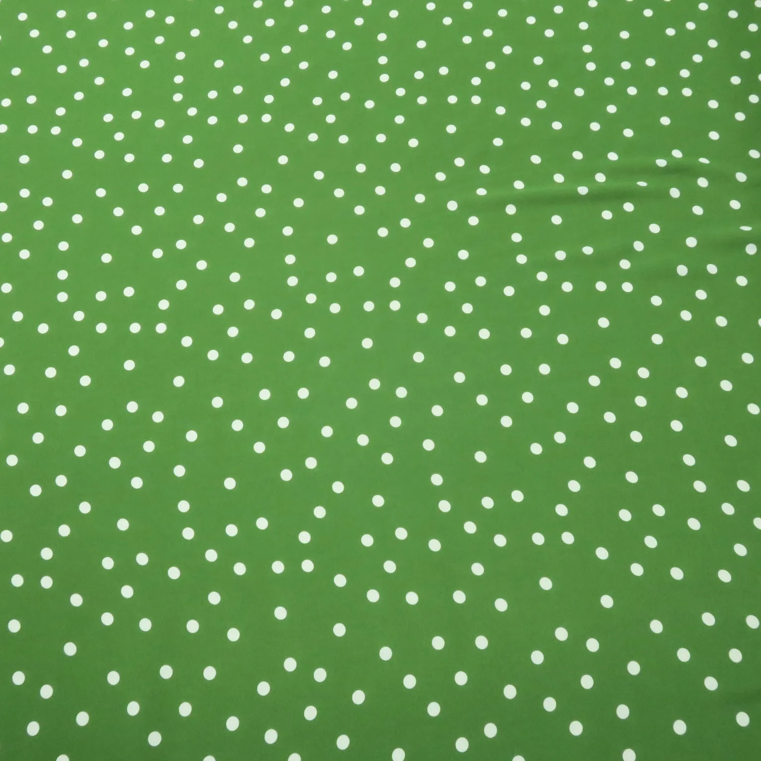 Small White Polka Dots on Moss Green Background Printed Crepe Fabric