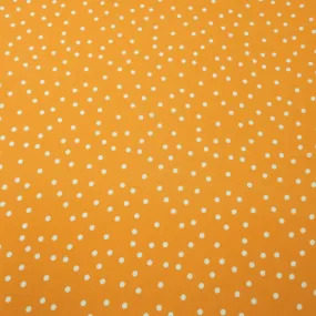 Small White Polka Dots on Orange Background Printed Crepe Fabric