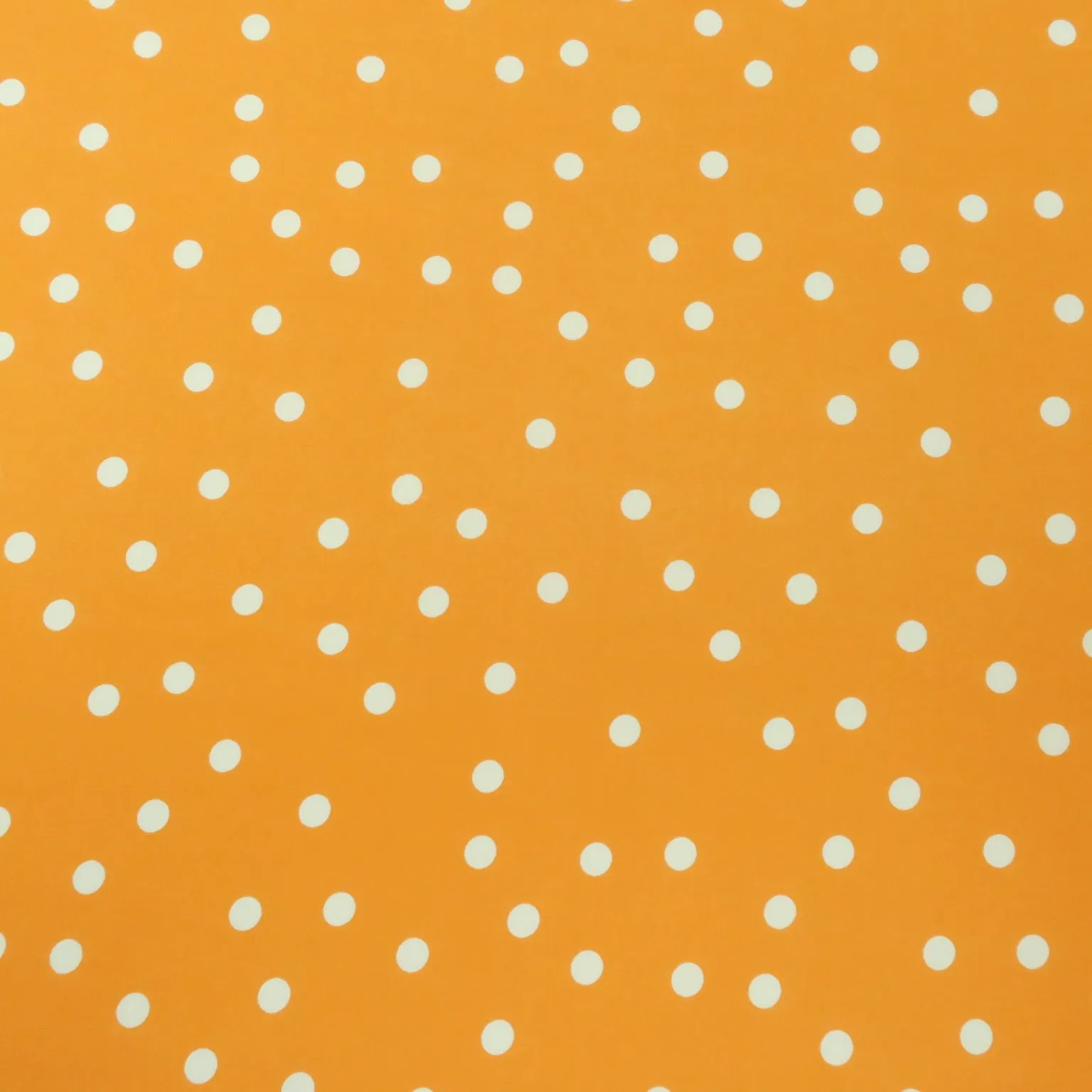 Small White Polka Dots on Orange Background Printed Crepe Fabric