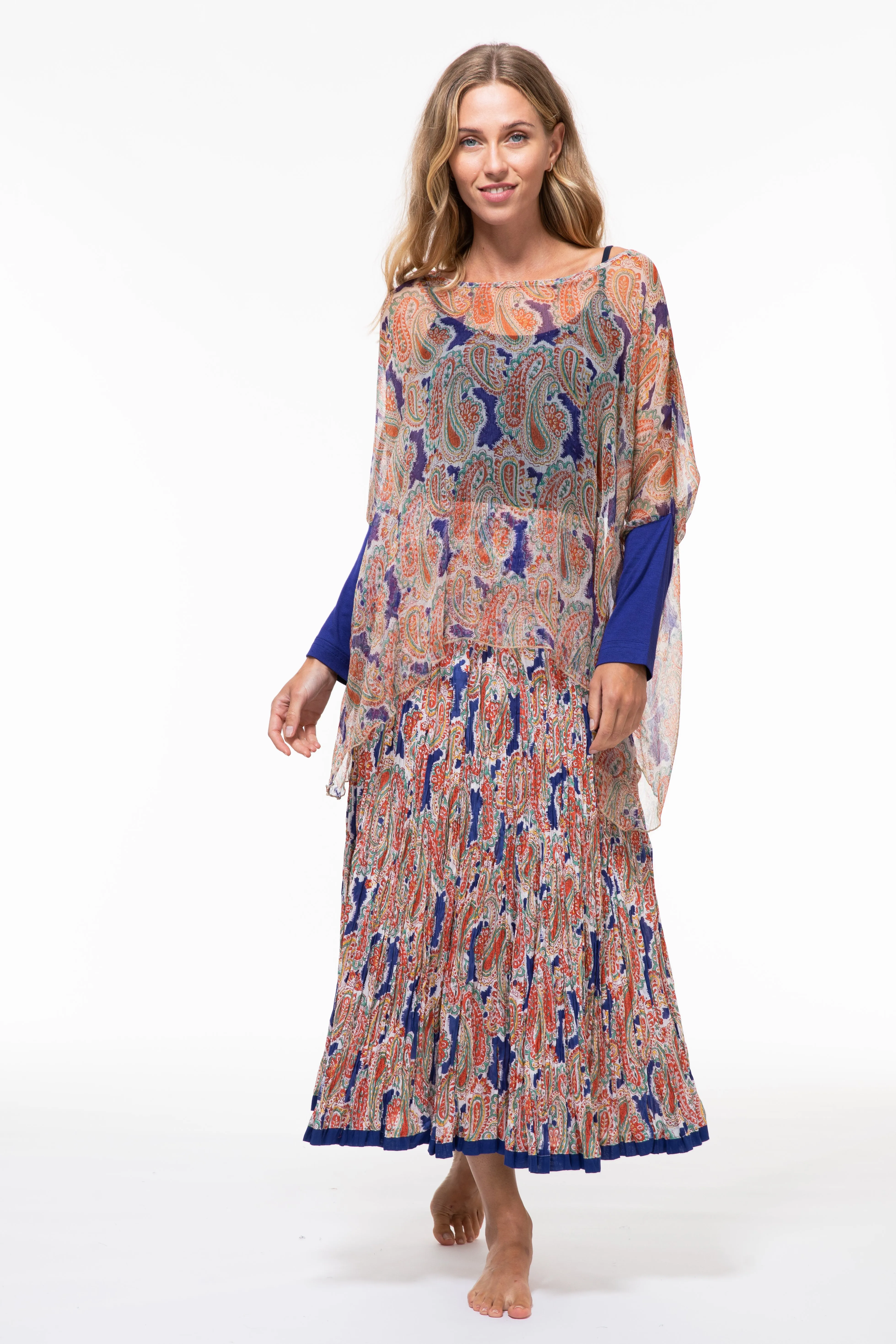 Sohar Top Hand-Block Printed In Chiffon