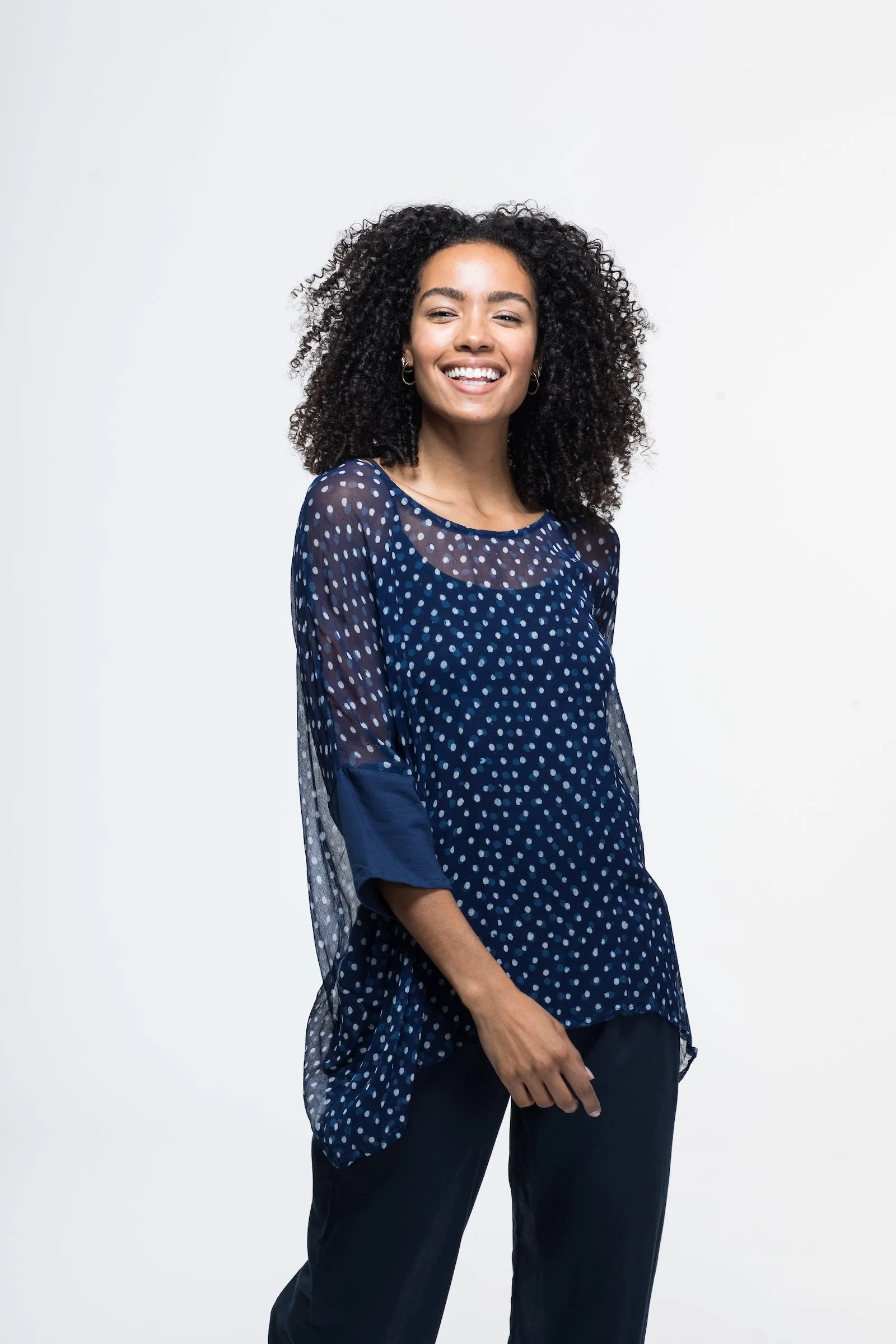 Sohar Top Hand-Block Printed In Chiffon