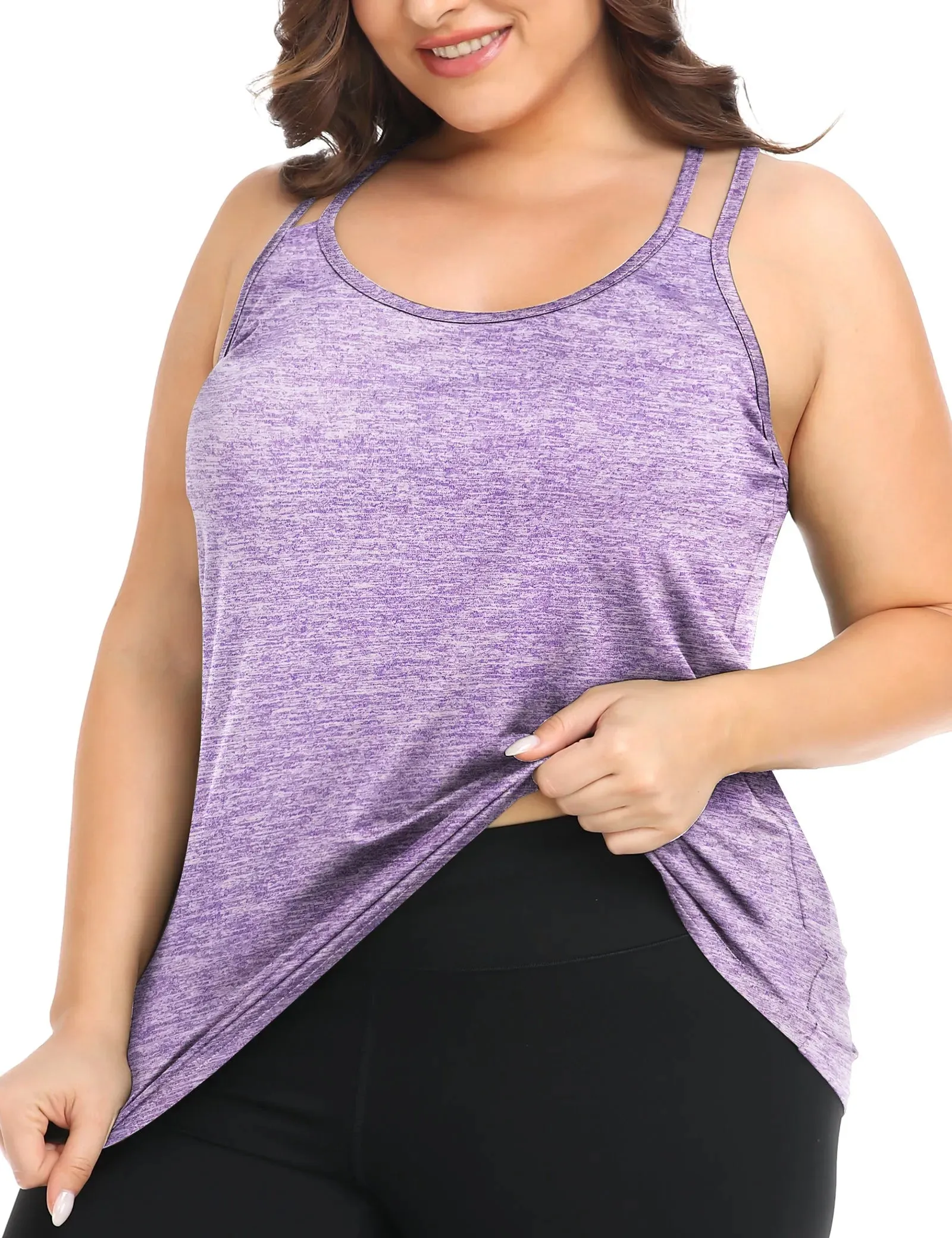 Solid Crewneck Double Camisole Tank