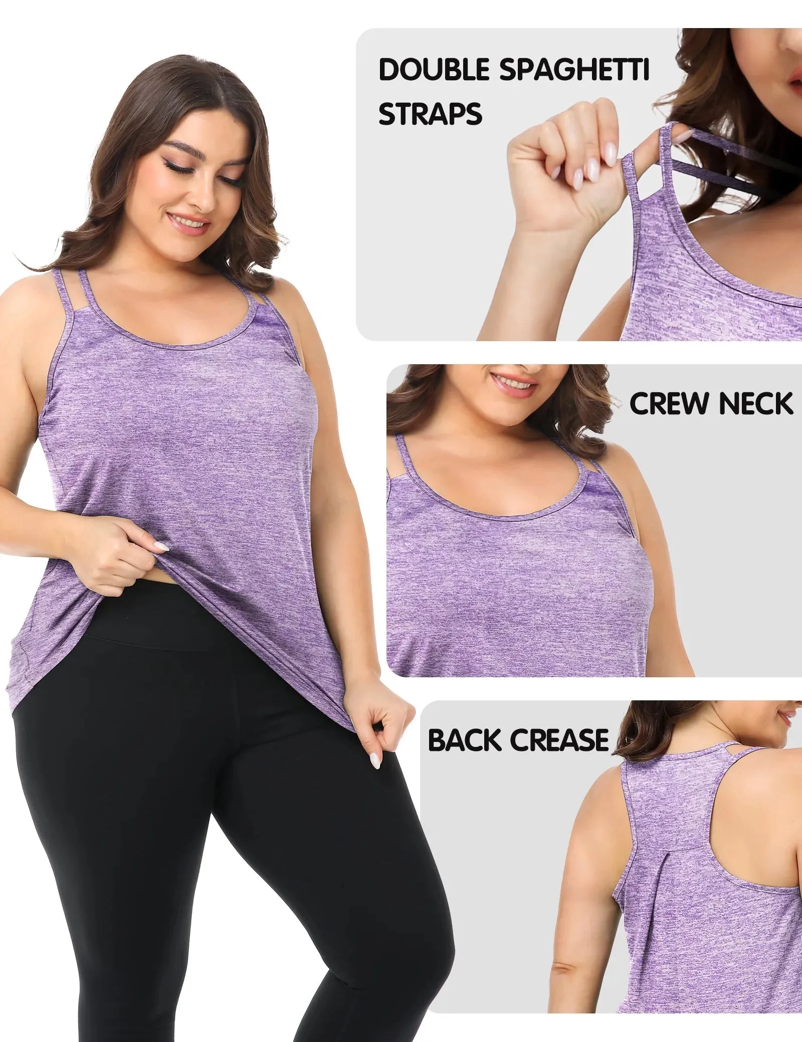 Solid Crewneck Double Camisole Tank