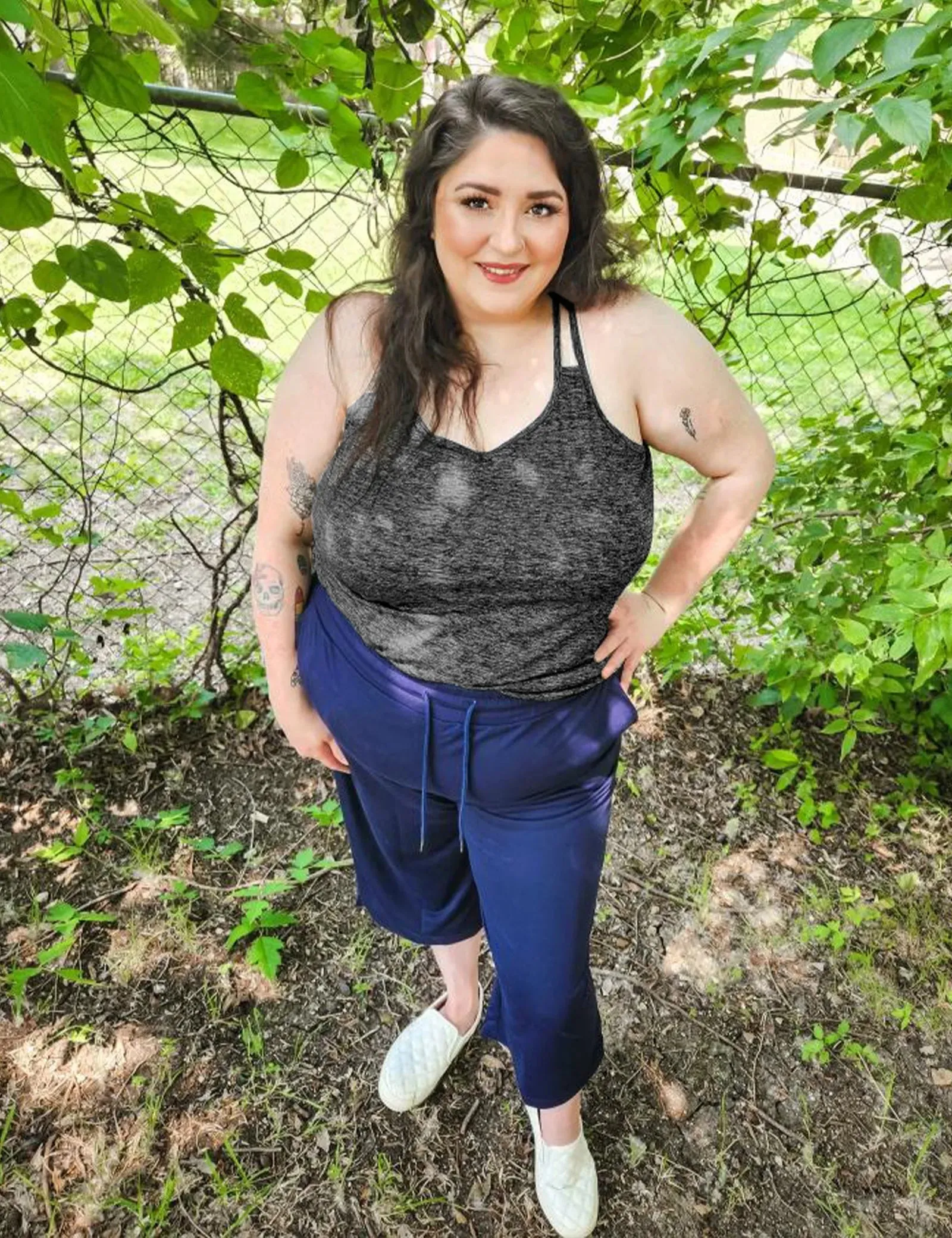 Solid Crewneck Double Camisole Tank