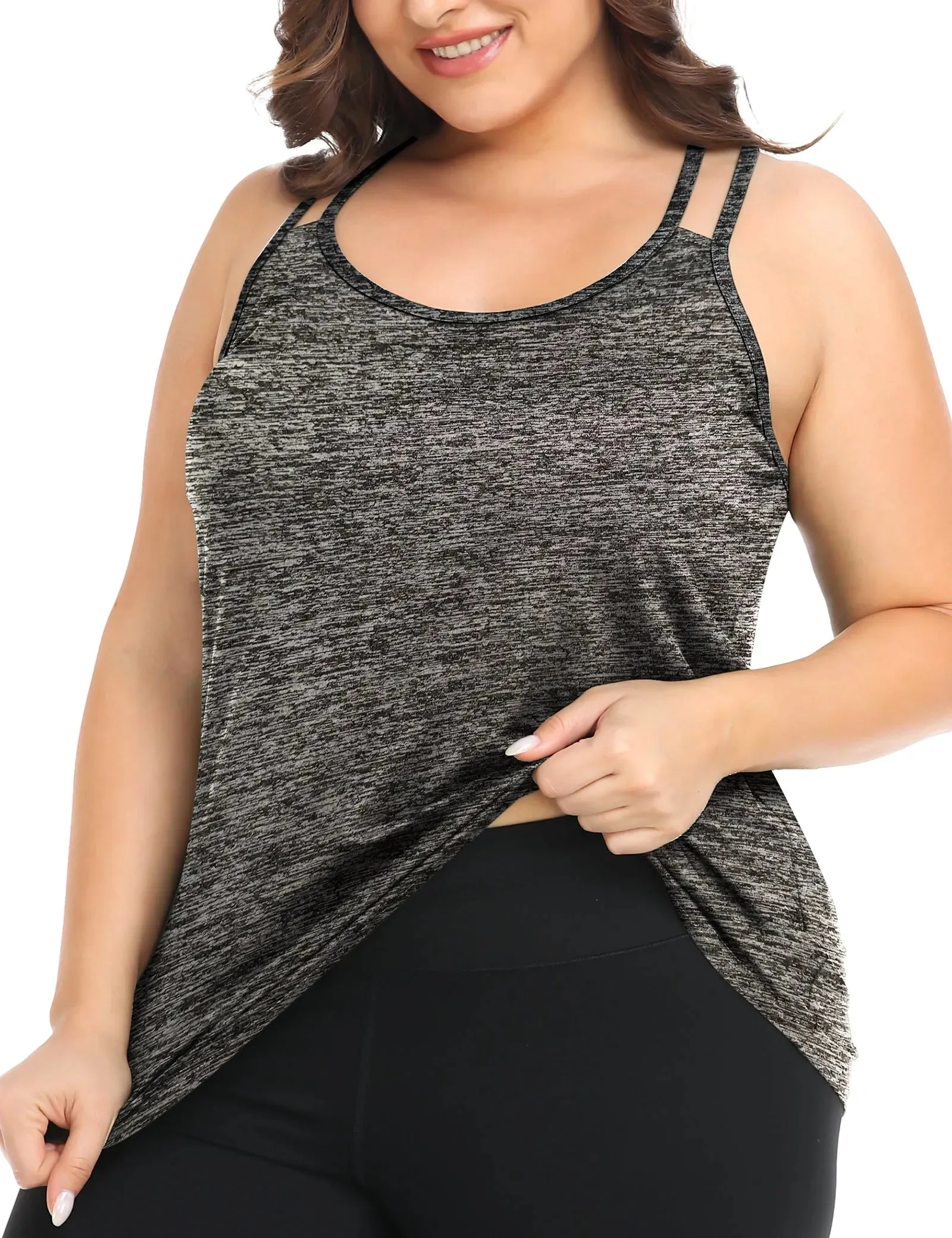 Solid Crewneck Double Camisole Tank
