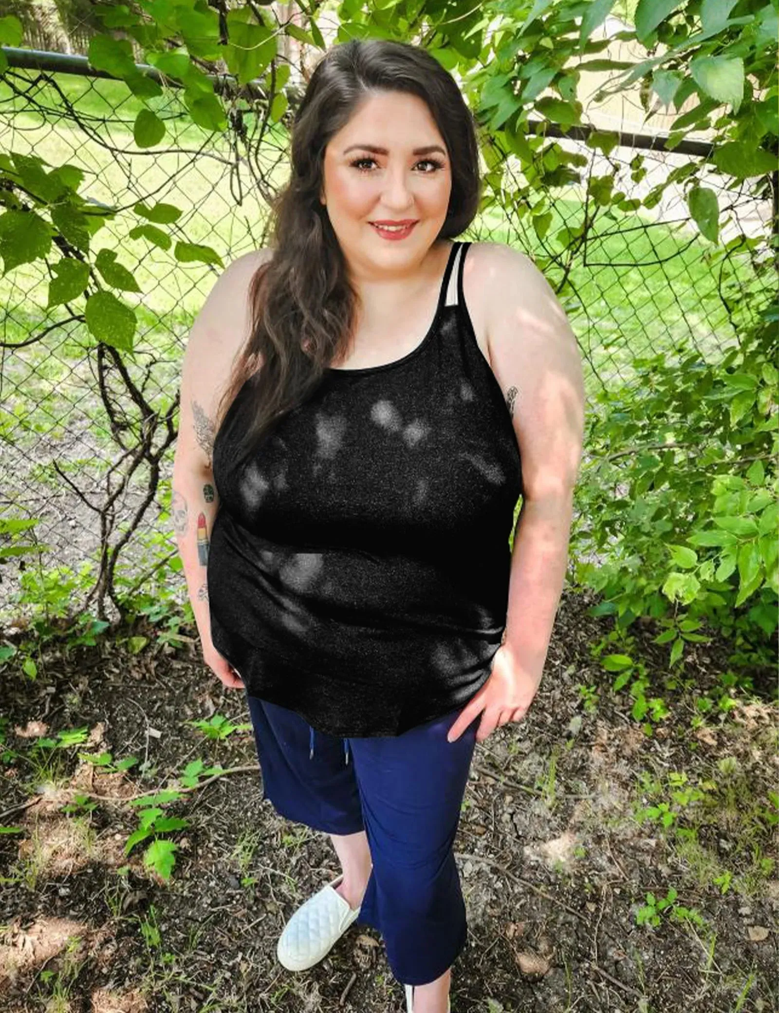 Solid Crewneck Double Camisole Tank