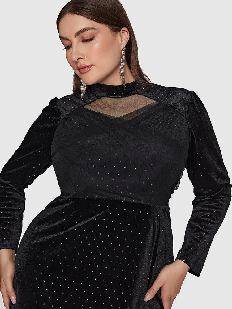 Solid Mesh Split Bodycon Blouses测试数据