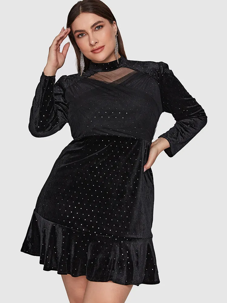 Solid Mesh Split Bodycon Blouses测试数据