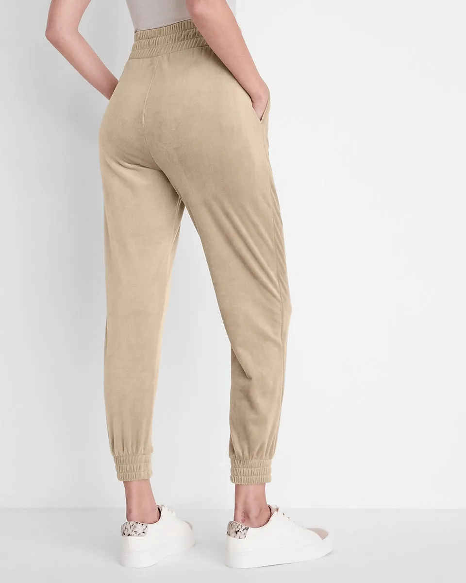 Super High Waisted Velour Joggers in Seneca Rock