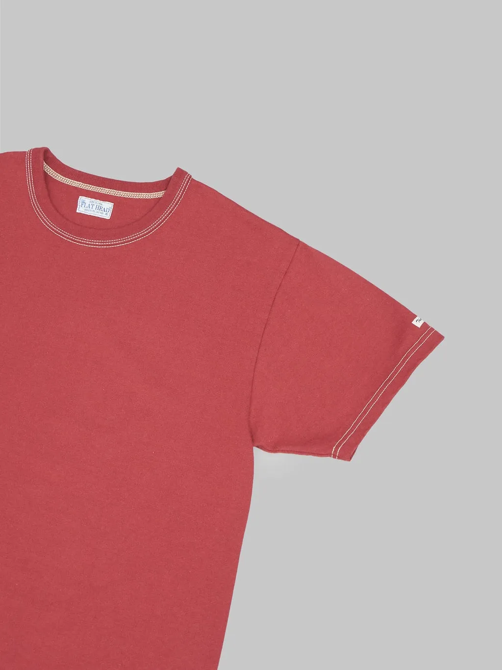 The Flat Head Loopwheeled Heavyweight Plain T-Shirt Light Red