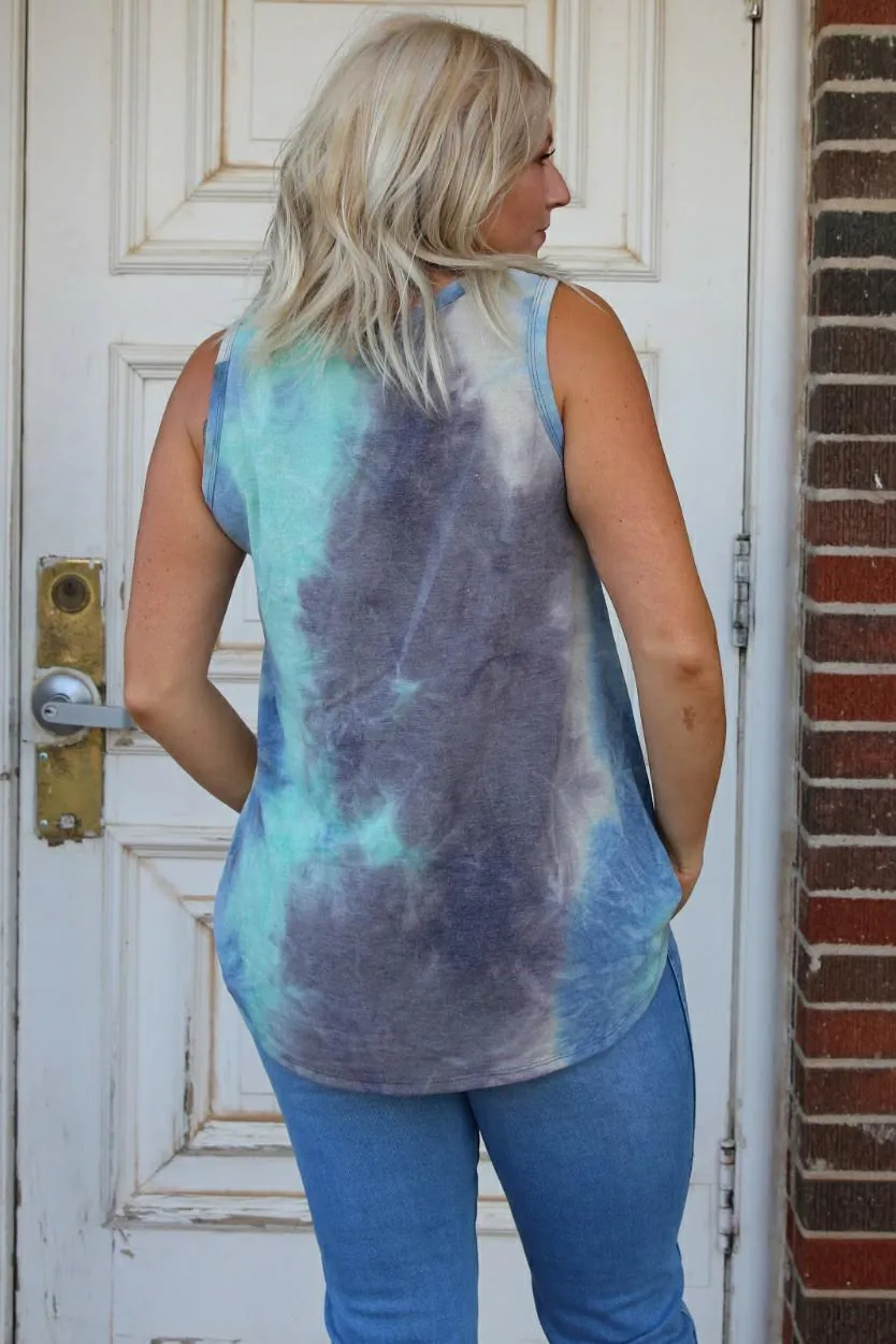 Tracy Leopard Tie Dye Sleeveless Top