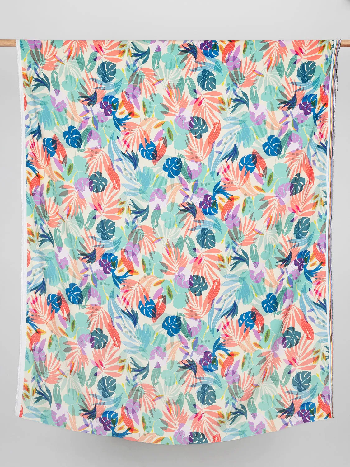 Tropical Garden Print Viscose - Cream   Mint   Violet