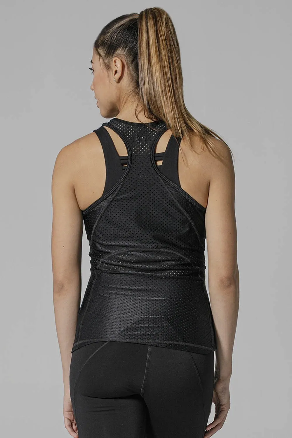 Twist & Shout Black Mesh Racerback Tank Top