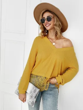 V-neck Lace Panel Tee